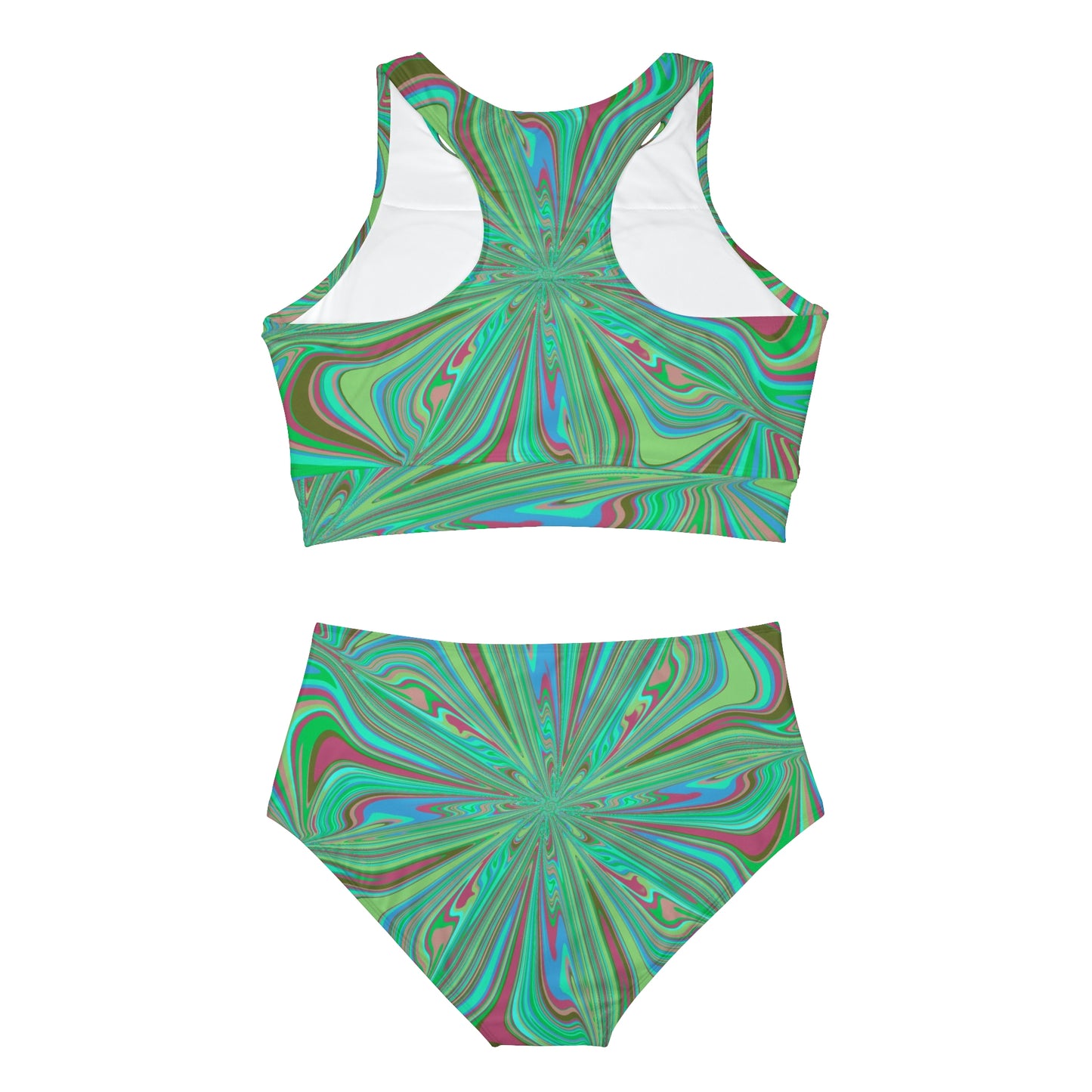 Green 70’s Style Sporty Bikini Set