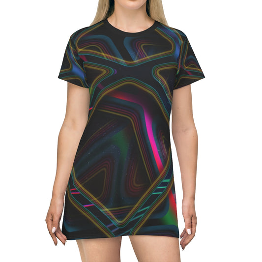 Abstract All Over Print T-Shirt Dress