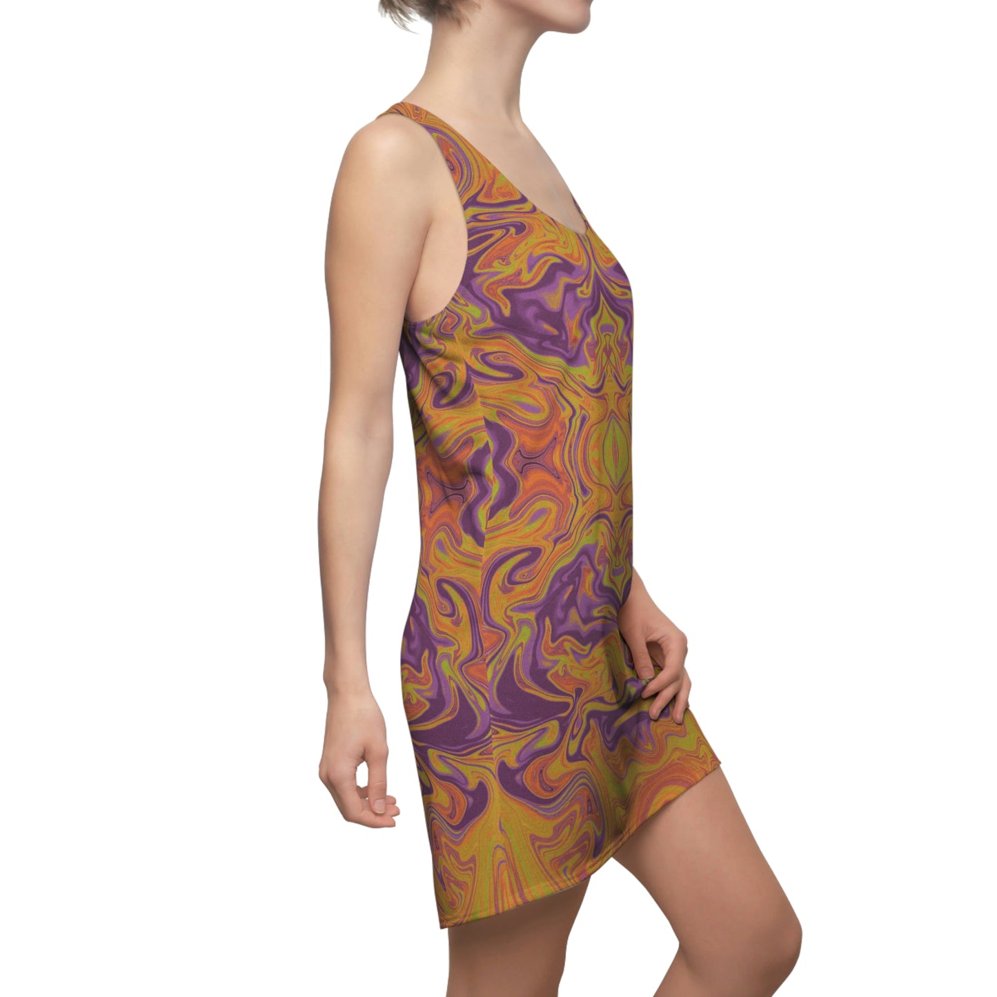 Psychedelic Pattern Women's Cut & Sew Racerback Dress