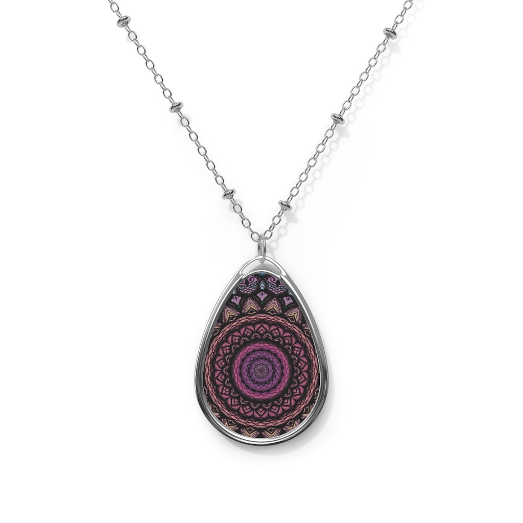 Pink Mandala - Oval Necklace