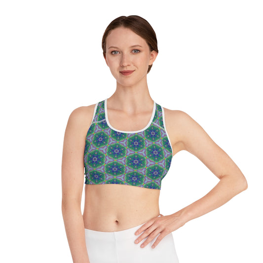 Sports Bra  in Green Haze (AOP)