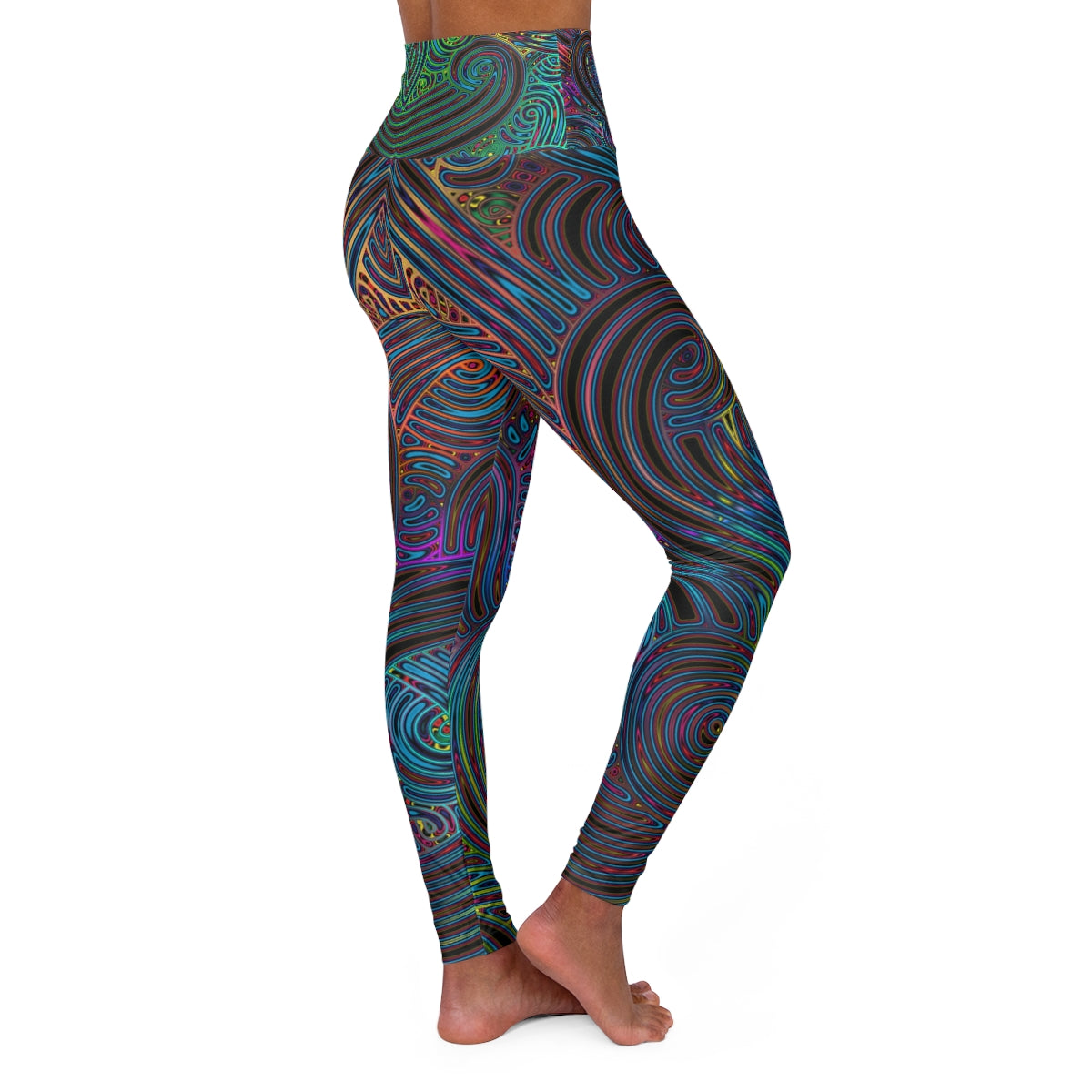 Rainbow Swirls - High Waisted Yoga Leggings